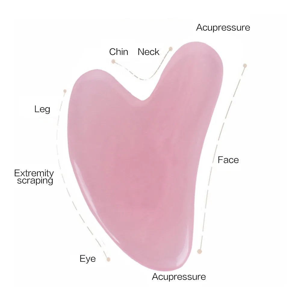 Pink Resin Jade Roller & Rose Quartz Gua Sha Facial Massage Set