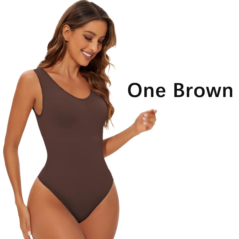 Women's Seamless Thong Bodysuit with Light Tummy Control