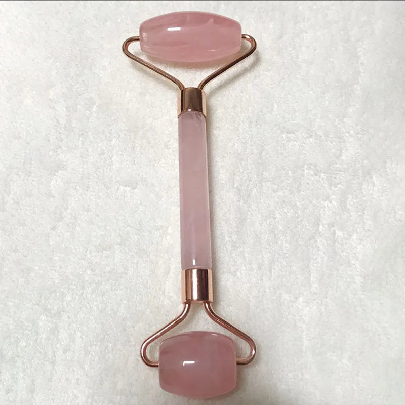 Pink Resin Jade Roller & Rose Quartz Gua Sha Facial Massage Set