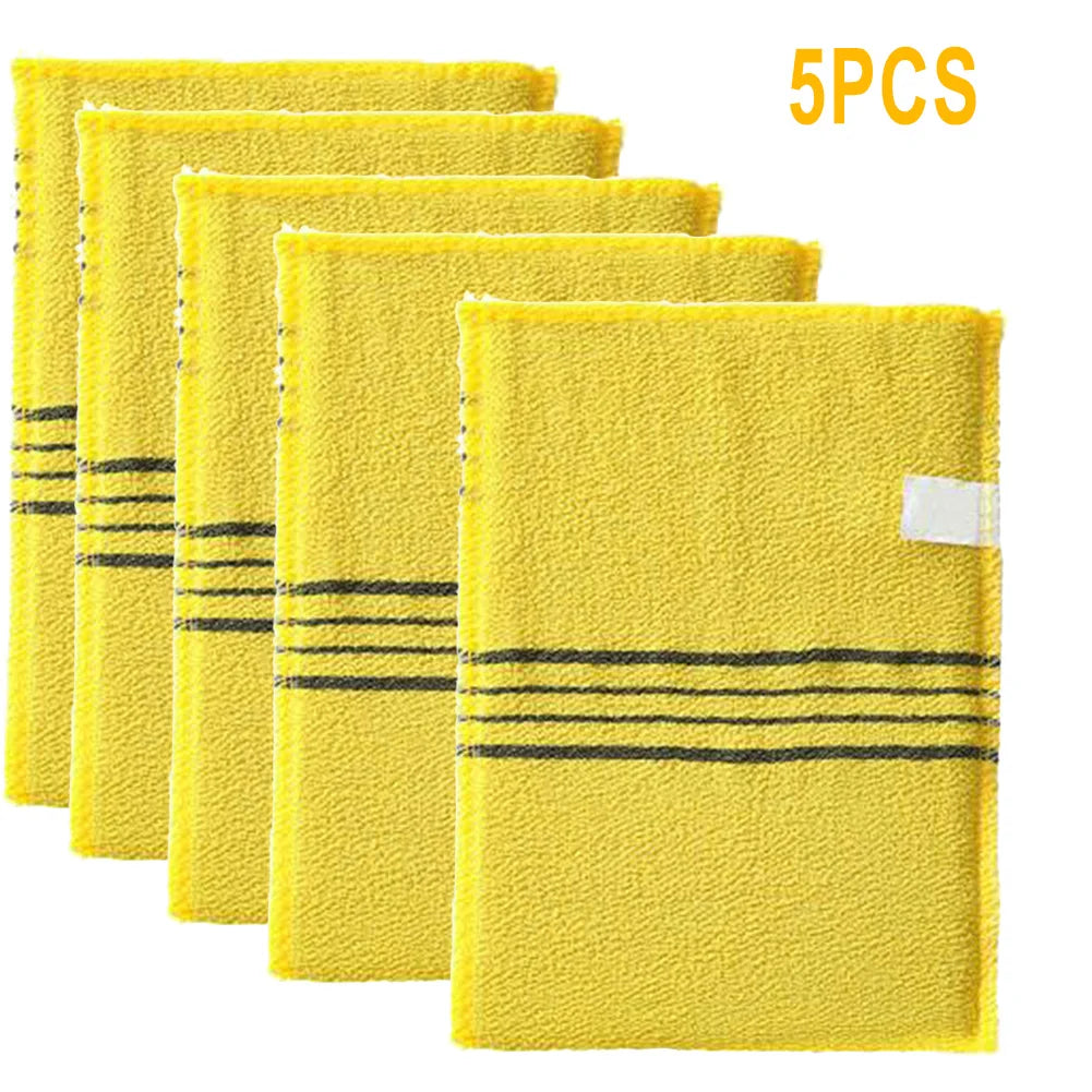 Korean Exfoliating Bath Towel Set — 5 Pack