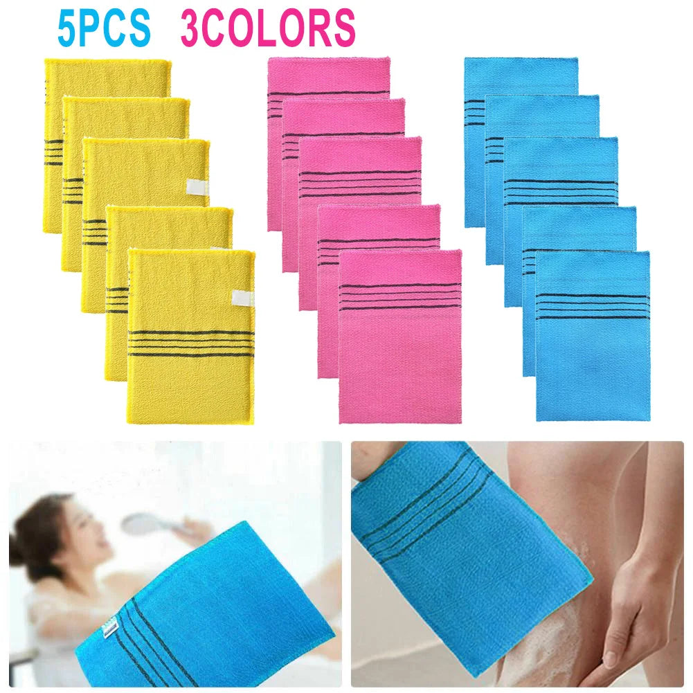 Korean Exfoliating Bath Towel Set — 5 Pack