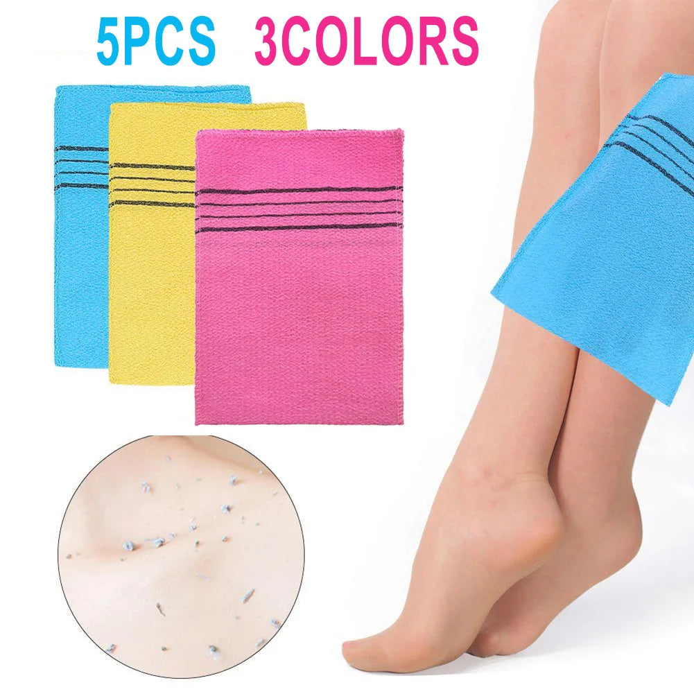 Korean Exfoliating Bath Towel Set — 5 Pack