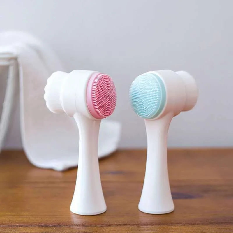 Double-Sided Silicone Facial Cleansing Brush — Blackhead Removal & Exfoliator