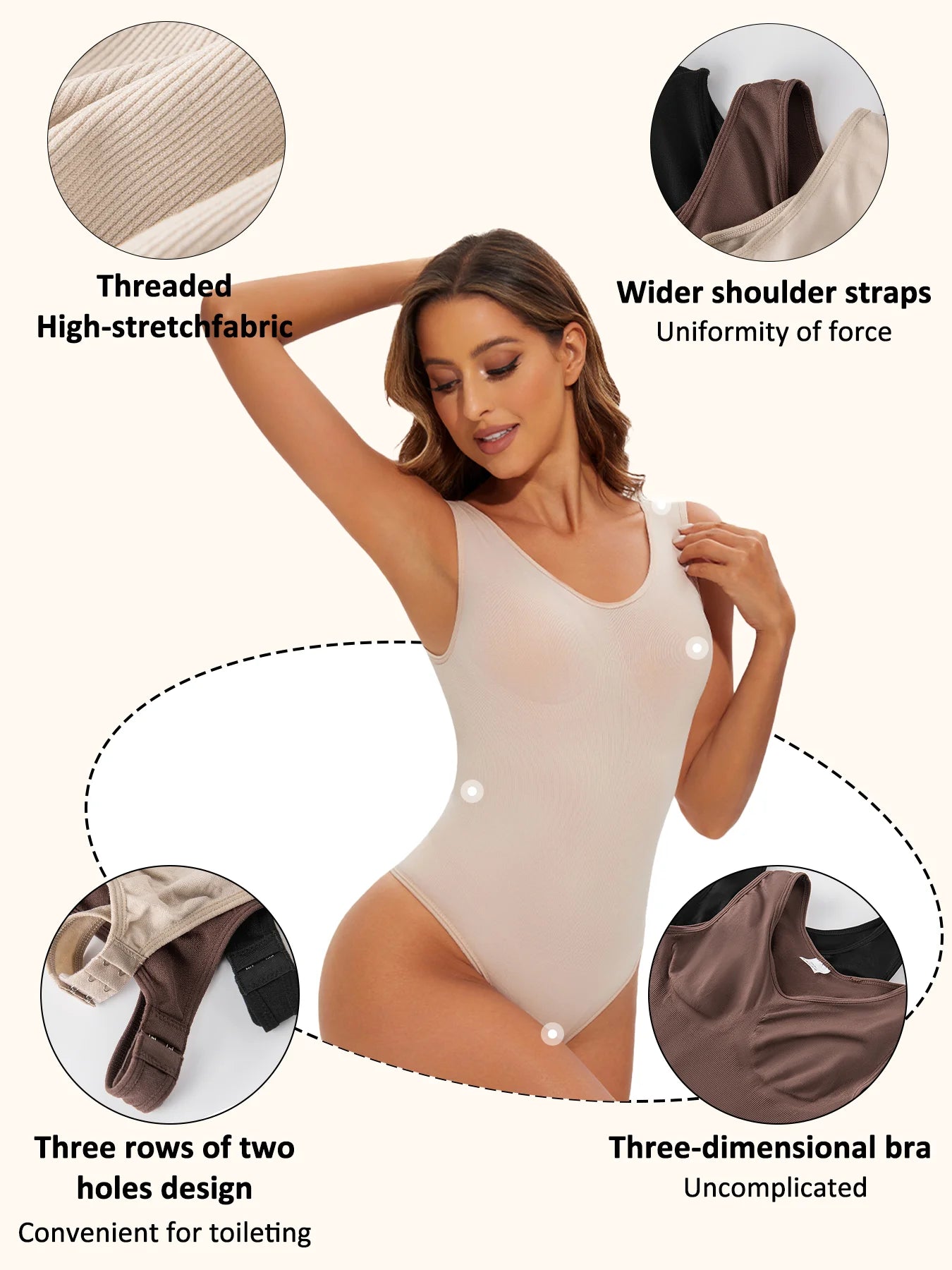 Women's Seamless Thong Bodysuit with Light Tummy Control