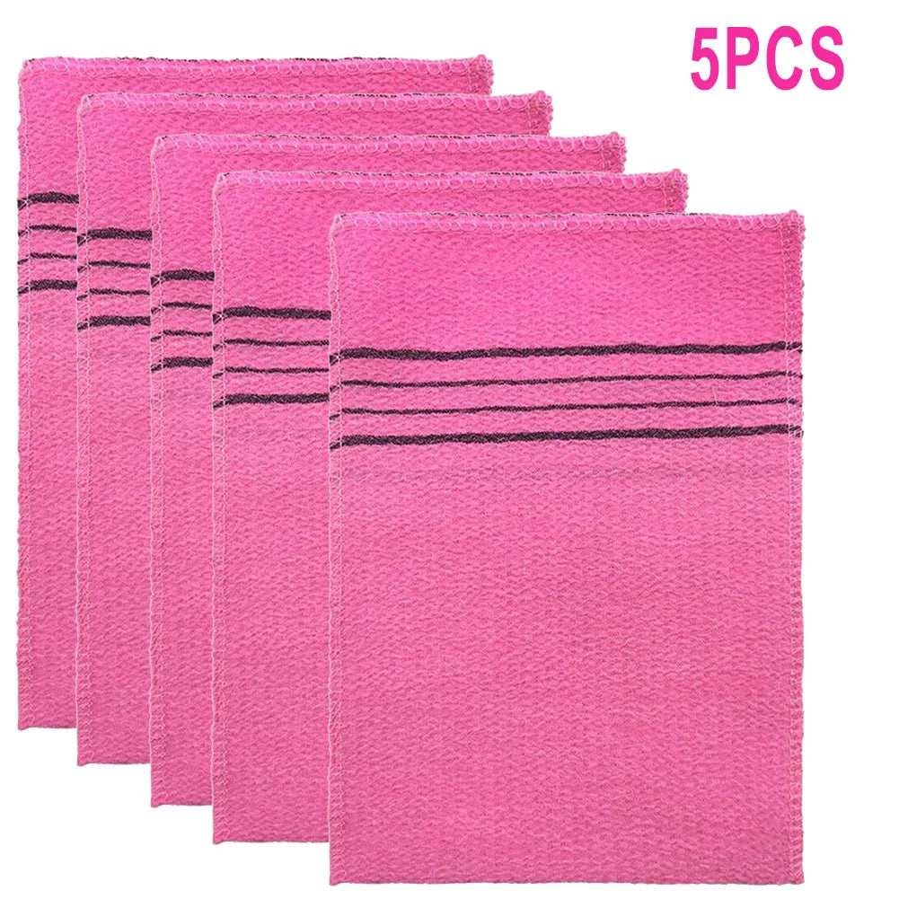 Korean Exfoliating Bath Towel Set — 5 Pack