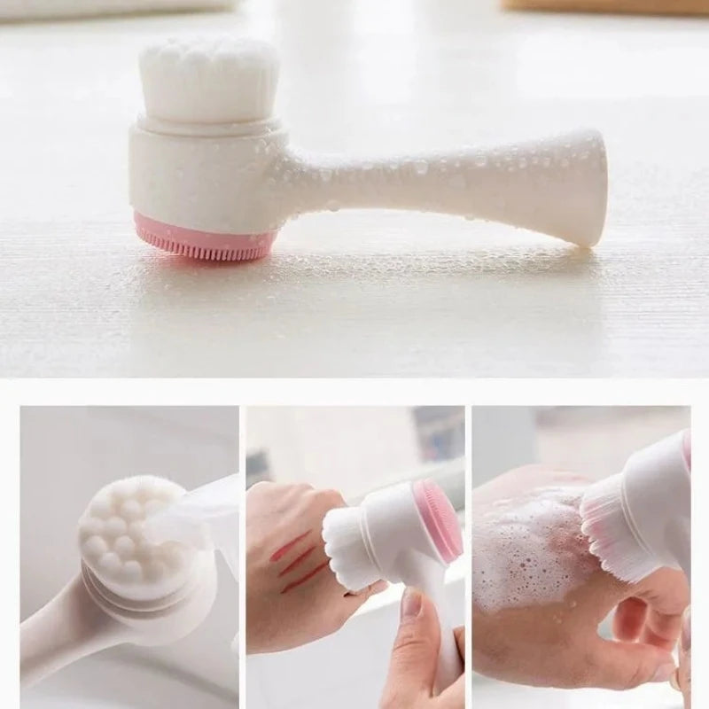 Double-Sided Silicone Facial Cleansing Brush — Blackhead Removal & Exfoliator