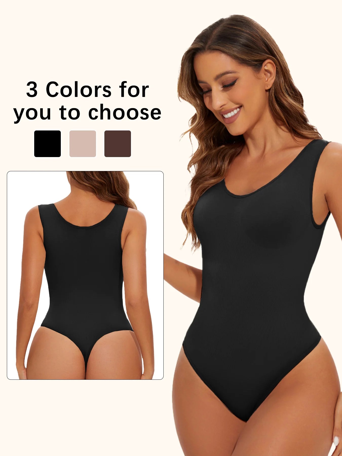 Women's Seamless Thong Bodysuit with Light Tummy Control