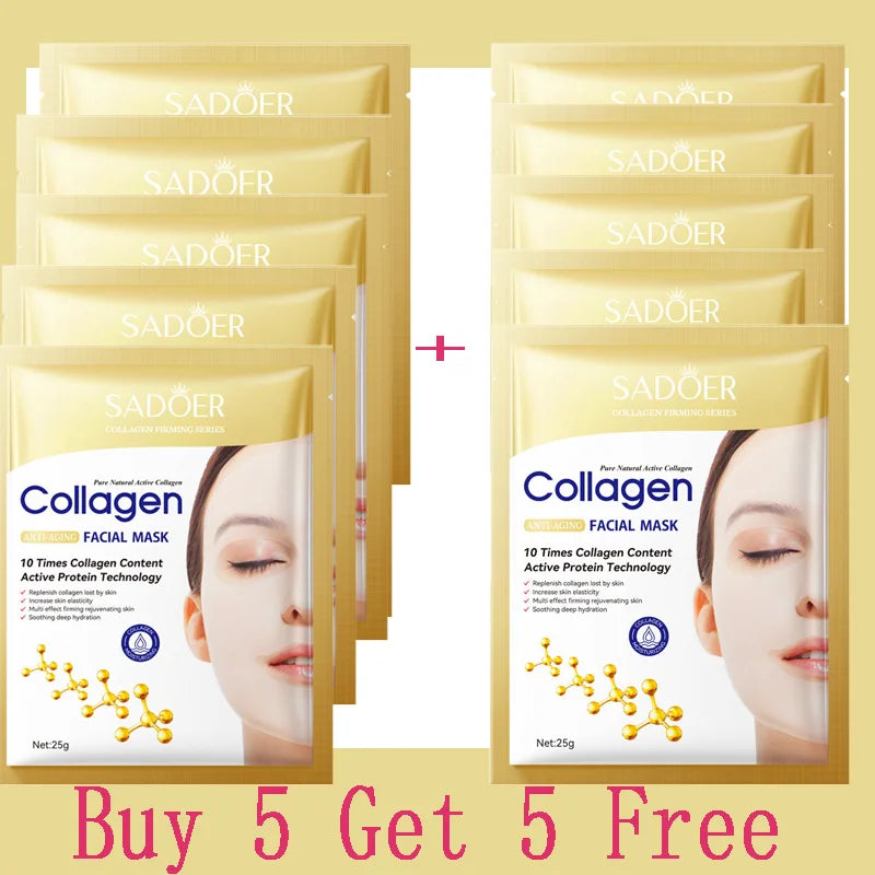 Korean Collagen Anti-Wrinkle Brightening Face Mask — 10 Pack