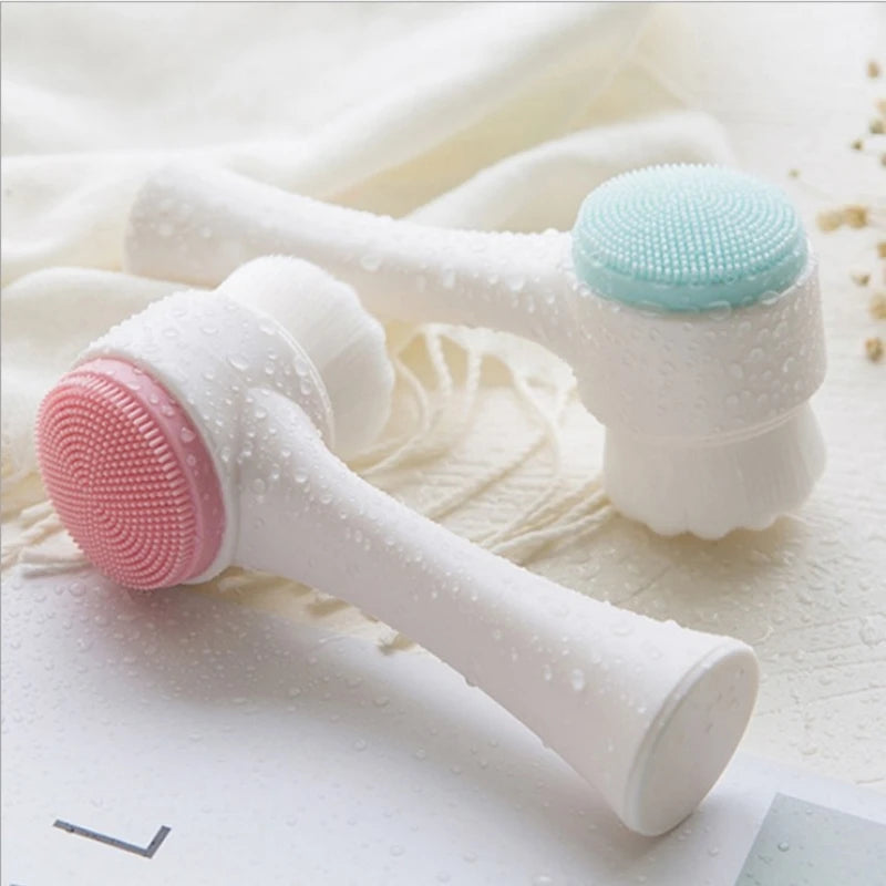 Double-Sided Silicone Facial Cleansing Brush — Blackhead Removal & Exfoliator